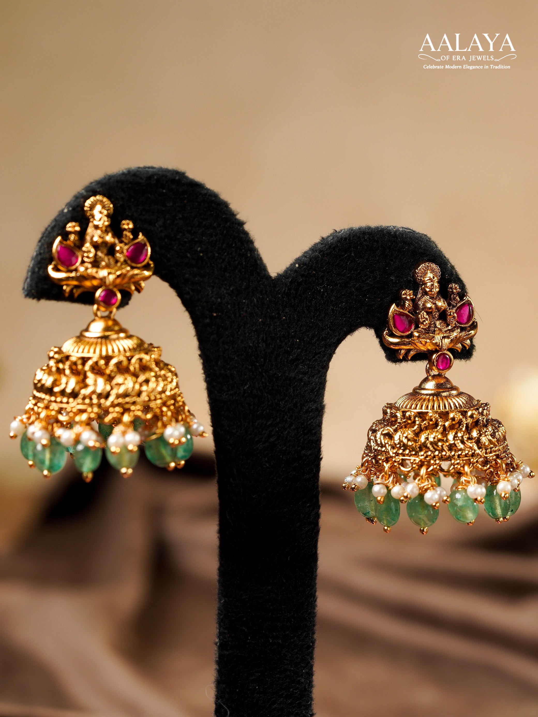 Aalaya Lakshmi Emerald Haaram Set