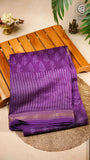 Purple Floral Handblocked Pure Maheshwari Cotton Silk Sarees