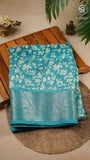 Blue Floral Pattern Viscose Dola Silk Saree