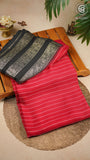 Red and Black Line Pattern Premium Georgette Saree