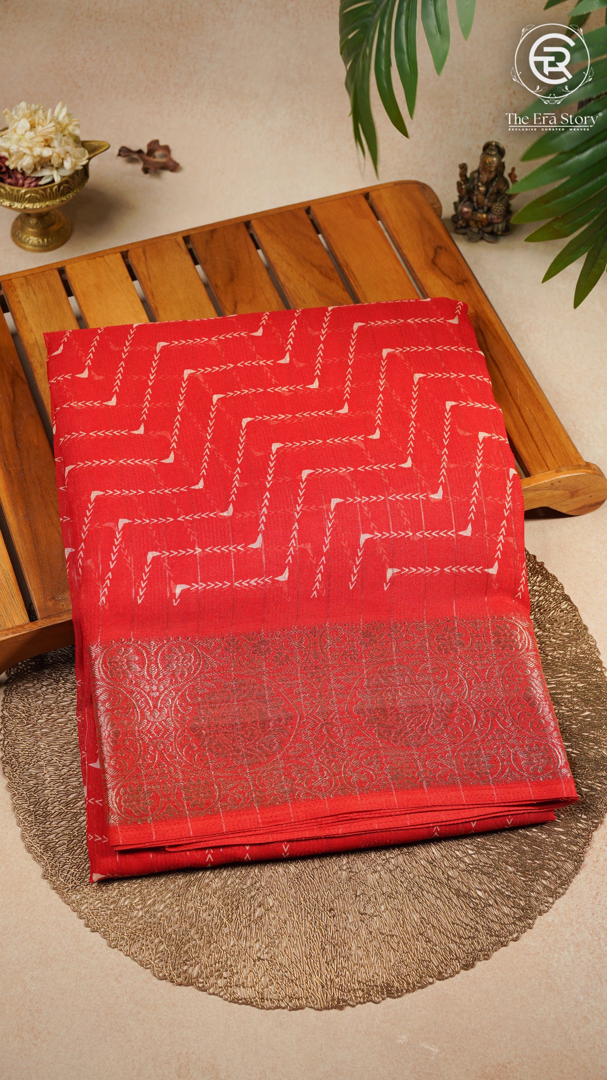 Red Zig Zag Fancy Georgette Saree