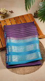 Violet and Blue Line Pattern Premium Georgette Saree