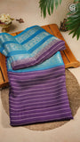 Violet and Blue Line Pattern Premium Georgette Saree