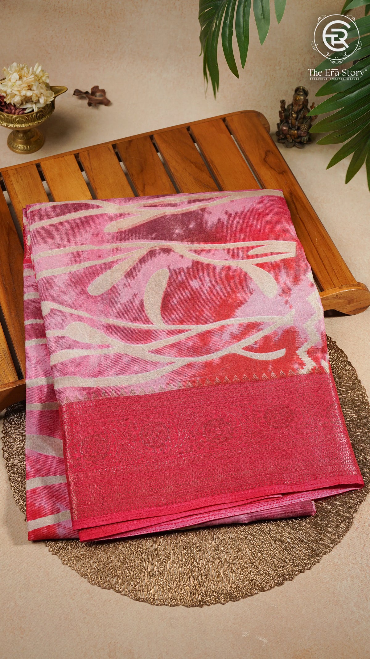 Pink Abstract Dola Silk Saree