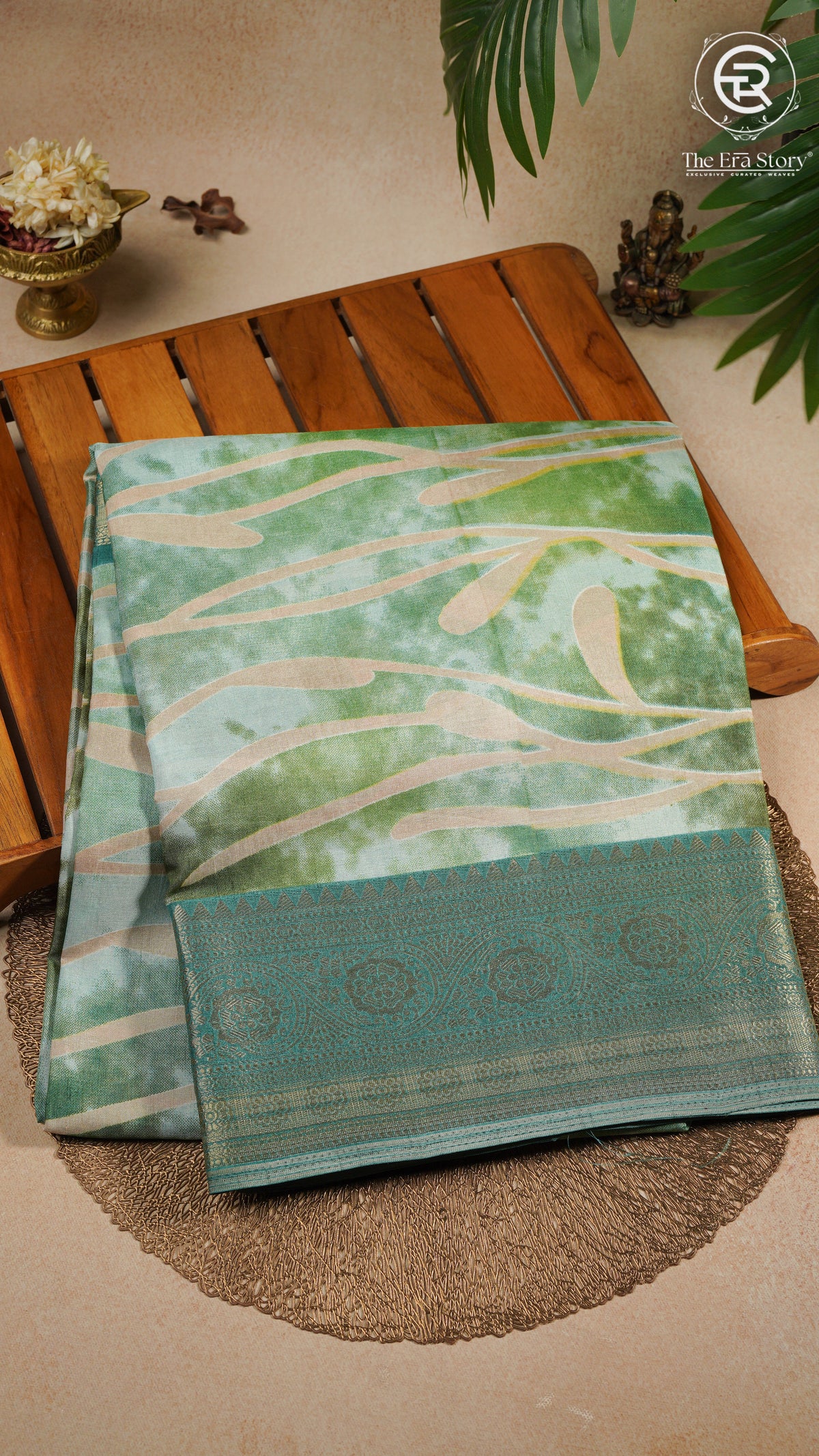 Dark Green Abstract Dola Silk Saree