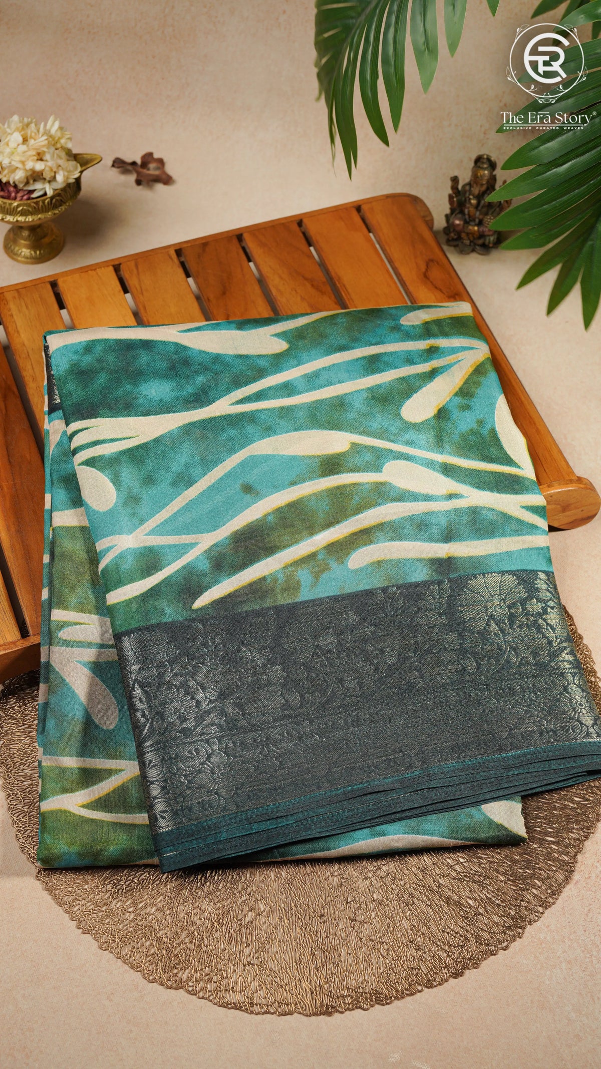 Moss Green Abstract Dola Silk Saree