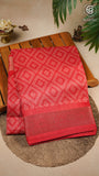 Crimson Red Diamond Viscose Dola Silk Saree