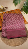 Purple Diamond Viscose Dola Silk Saree