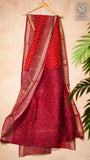 Red Maroon Handblocked Maheshwari Silk Cotton Saree