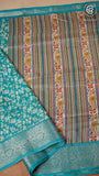 Blue Floral Pattern Viscose Dola Silk Saree