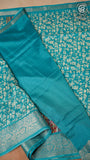 Blue Floral Pattern Viscose Dola Silk Saree