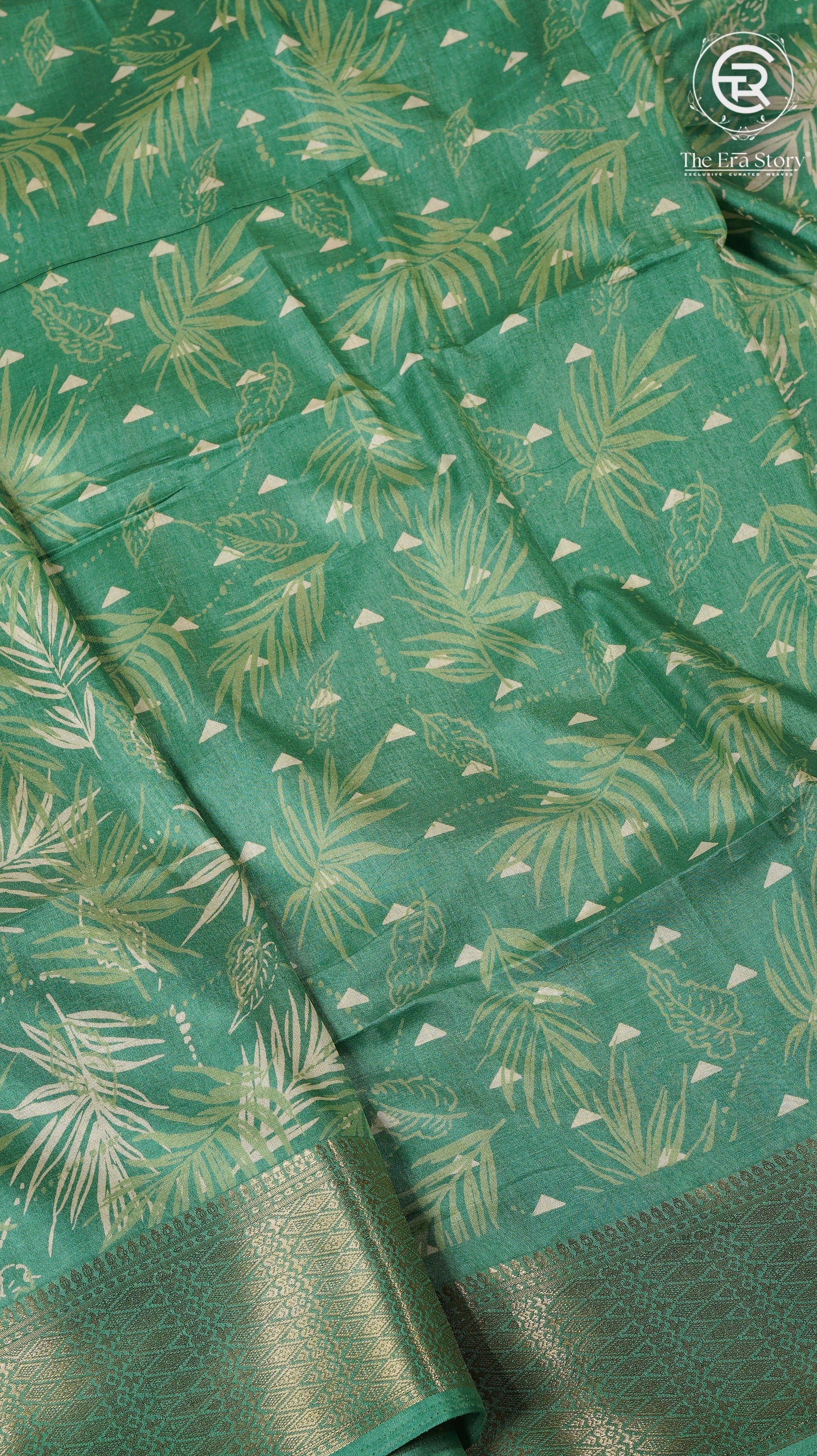 Green Tropical Dola Silk Saree