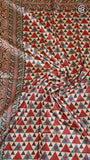 White Contemporary Printed Tussar Silk Saree