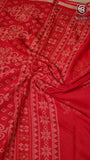 Red Floral Patterned Summer Cotton Saree