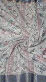 Pigeon Blue Floral and Bird Fancy Georgette Saree