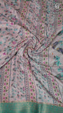 Green Beige Floral and Bird Fancy Georgette Saree