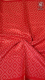 Crimson Red Diamond Viscose Dola Silk Saree