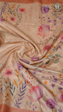 Orange Floral Patterned Tussar Silk Saree