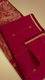 Red Line Diamond Zari Handloom Pure Maheshwari Silk Saree