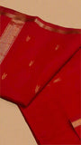 Red Arrow Zari Butta Handloom Pure Maheshwari Silk Saree