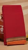 Dark Pink and Orange Temple Narayanpet Handloom Cotton Saree