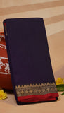 Navy Blue and Red Temple Narayanpet Handloom Cotton Saree