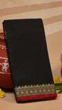 Black and Red Temple Narayanpet Handloom Cotton Saree