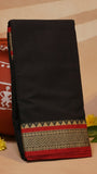 Black and Red Temple Narayanpet Handloom Cotton Saree