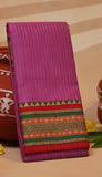 Lavender and Red Line Temple Narayanpet Handloom Cotton Saree