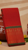 Red and Green Heavy Border Narayanpet Handloom Cotton Saree