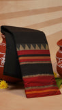 Black and Red Heavy Border Narayanpet Handloom Cotton Saree