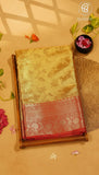 Gold and Red Floral Kanchipuram Tissue Silk Saree