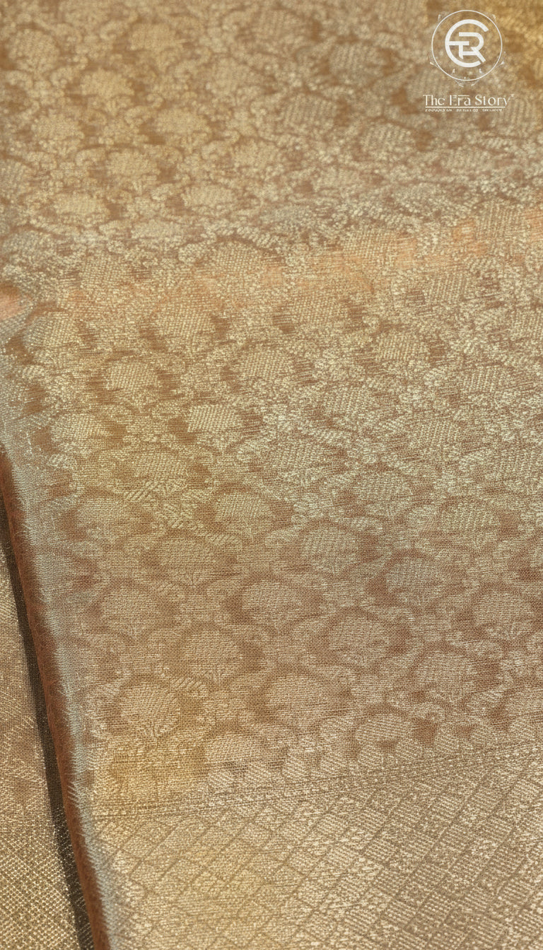 Peach Banarasi Tissue Silk Saree