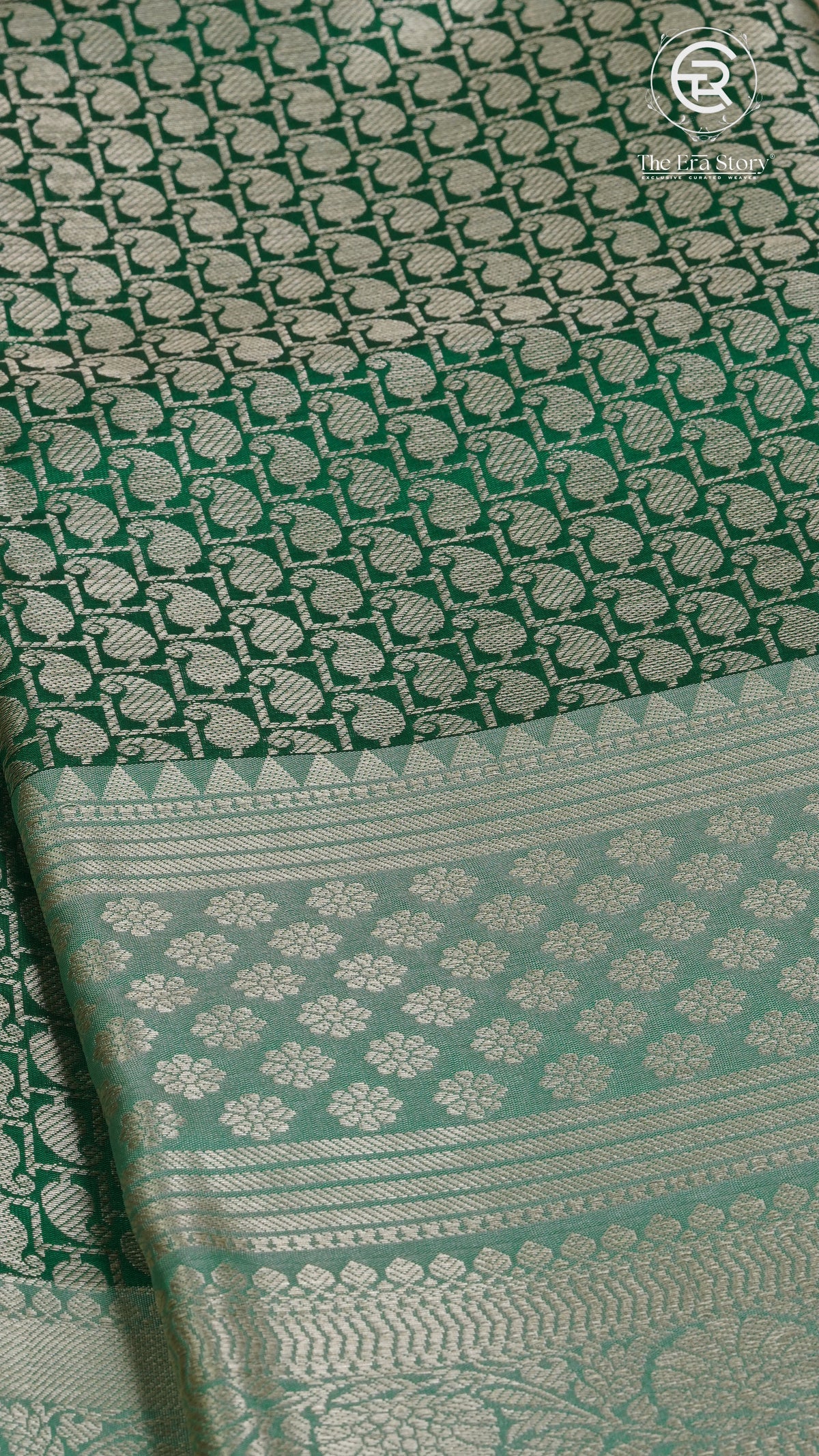 Dark Green Banarasi Tissue Silk Saree