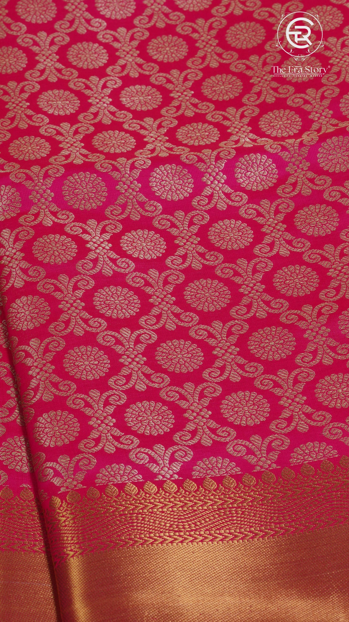 Pink and Gold Banarasi Tissue Silk Saree