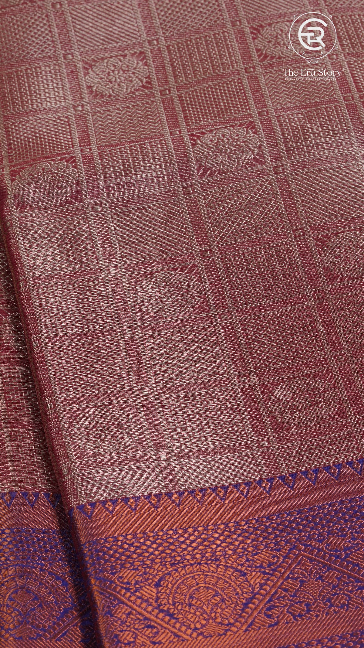 Light Pink and Royal Blue Banarasi Tissue Silk Saree