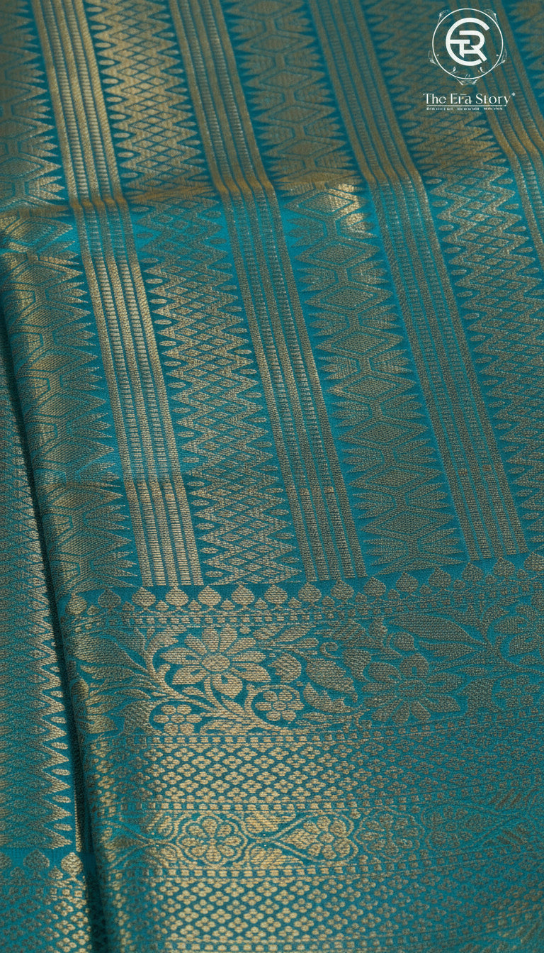 Aqua Blue Banarasi Tissue Silk Saree