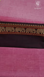 Lavender and Brown Elephant Border Narayanpet Handloom Cotton Saree