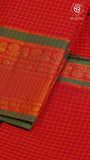 Red and Green Heavy Border Narayanpet Handloom Cotton Saree