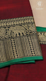 Maroon Elephant Peacock Narayanpet Handloom Cotton Saree