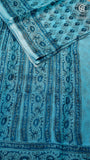 Blue Printed Kota Doria Summer Cotton Saree