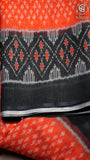 Orange Black & White Summer Cotton Saree