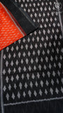 Orange Black & White Summer Cotton Saree