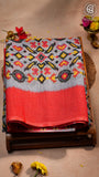 Gray Red & Black Summer Cotton Saree