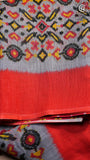 Gray Red & Black Summer Cotton Saree