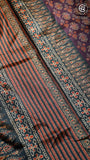 Purple & Green Printed Tussar Silk Saree