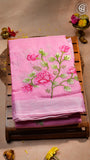 Pink Embroidery Kota Doria Summer Cotton Saree