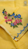 Yellow Embroidery Kota Doria Summer Cotton Saree