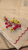 Beige Embroidery Kota Doria Summer Cotton Saree