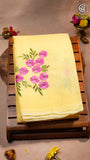 Yellow Pink Embroidery Kota Doria Summer Cotton Saree